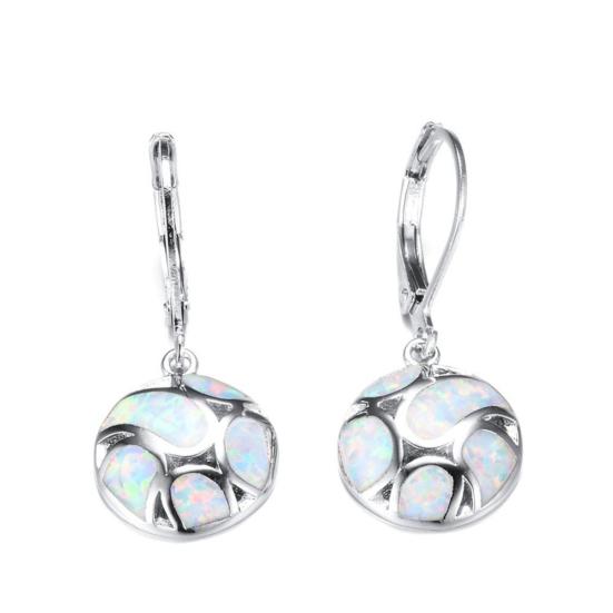 Fashion Women Faux Opal Round Soccer Dangle Leverback Earrings Jewelry Gift