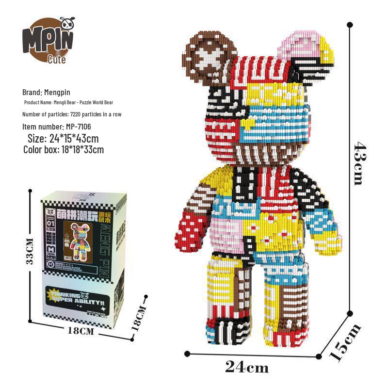 

Mengpin 43 см Конструктор Медведь Пинье - Развивающие строительные блоки - Игрушки-головоломки для мальчиков и девочек, Идеальные подарки на день рождения и украшения для гостиной.