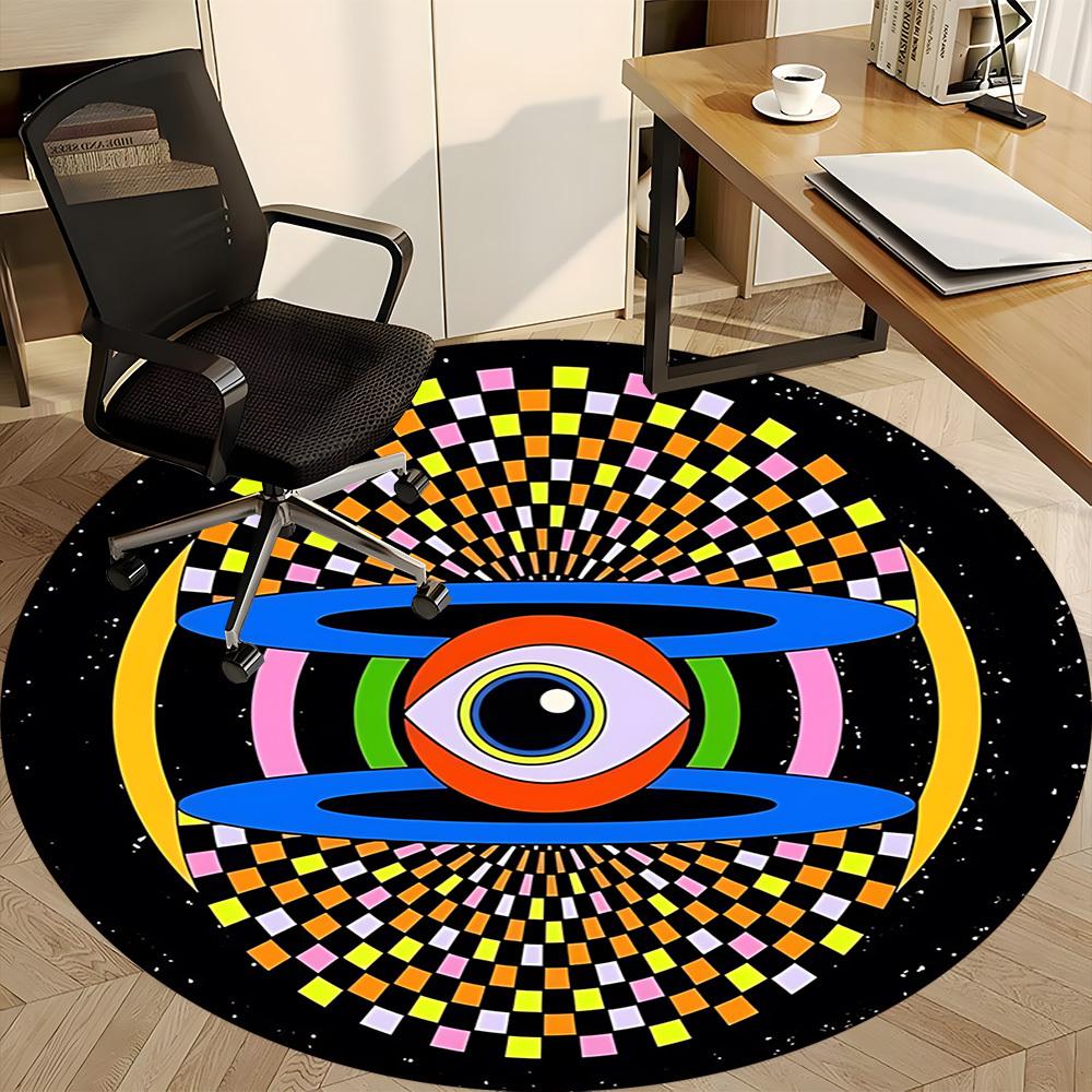 1 Stück Psychedelisches Auge Büro Runder Teppich, Rutschfest, Weich und Langlebig Büroteppich für Innendekoration, Perfekt für Büro, Dekoration yy260204011