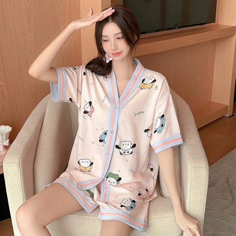 South East Asia bubble cotton pajamas girls summer short-sleeved shorts 1011 cartoon loungewear suit new