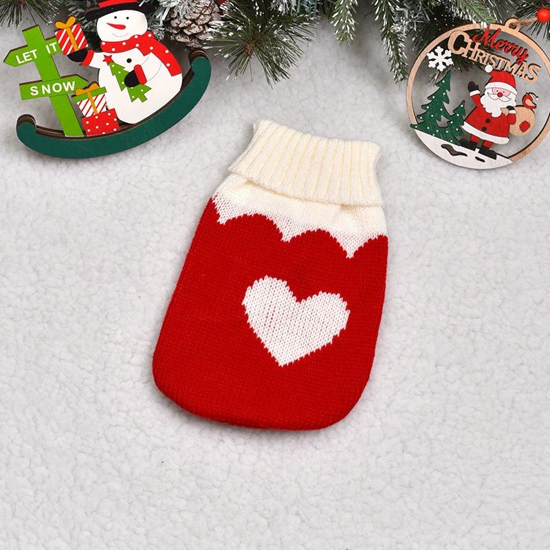 סוודר חג מולד סרוג חם לחתולים וכלבים - ביגוד לחיות מחמד לסתיו/חורף