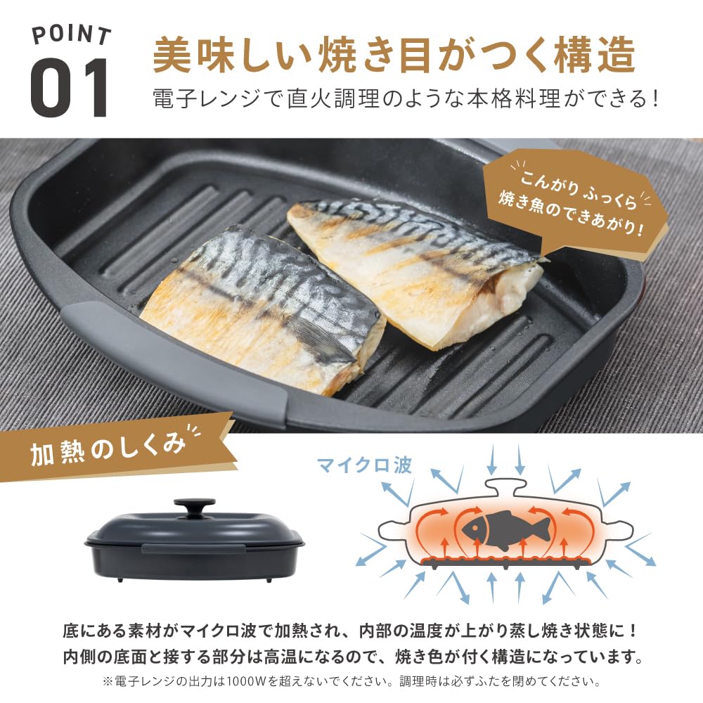 Takeda Corporation Gray 23 X 20 X Microwave Cooker GY Square [Microwave Cooking/Grilled Fish/Easy] 8.5cm DRC-SGY