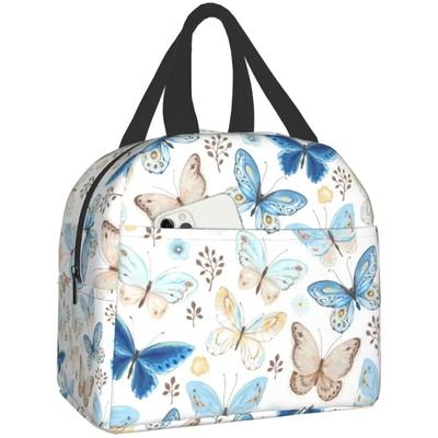 Blauwe Vlinder Geïsoleerde Lunchtas Kawaii Lunchbox Draagbaar Herbruikbaar Leuke Lunchtassen voor Vrouwen Waterdicht Lekvrij voor Meisjes