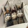 Cartoon Donkey Pillow Cover Zippered Cute Animal Pillowcase Decorative Throw Pillow Cover for Car Sofa Couch Bedroom