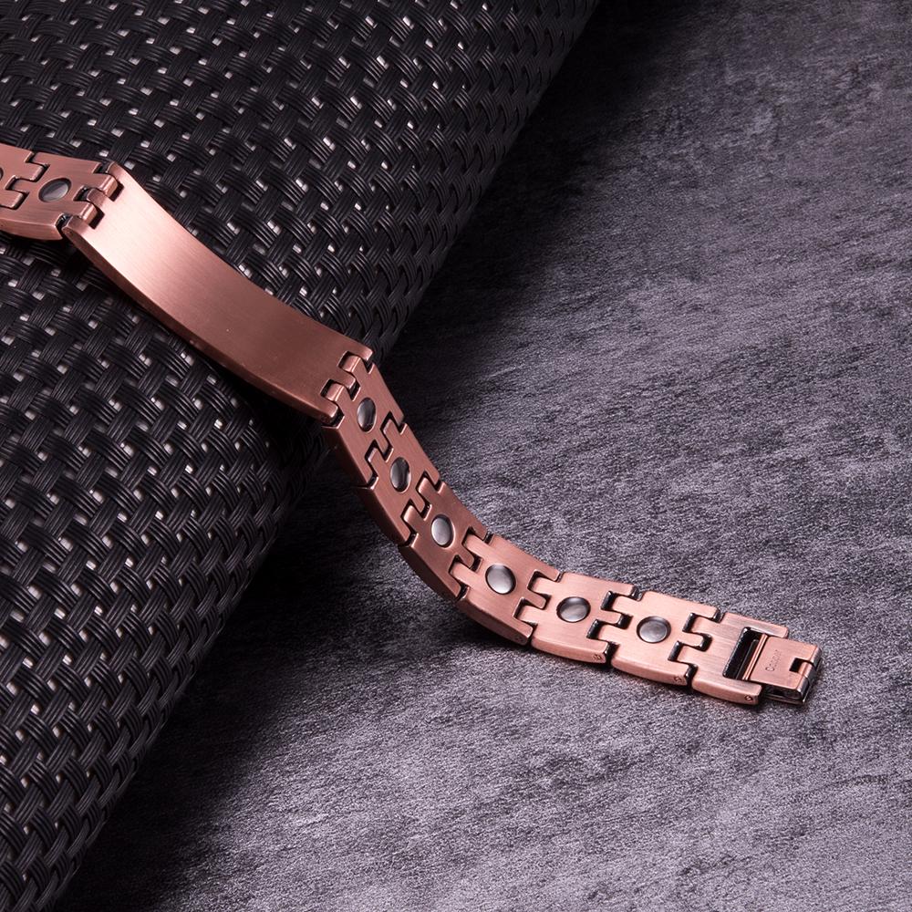 Pure Copper Bracelet Customized Name Adjustable Medical ID Bracelet Personalized Message Reminder Magnetic Bracelets for Men