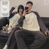 Women's & Men's Cartoon Pajama Set with Chest Pads – Korean Style Long-Sleeve Home Wear for Autumn & Winter