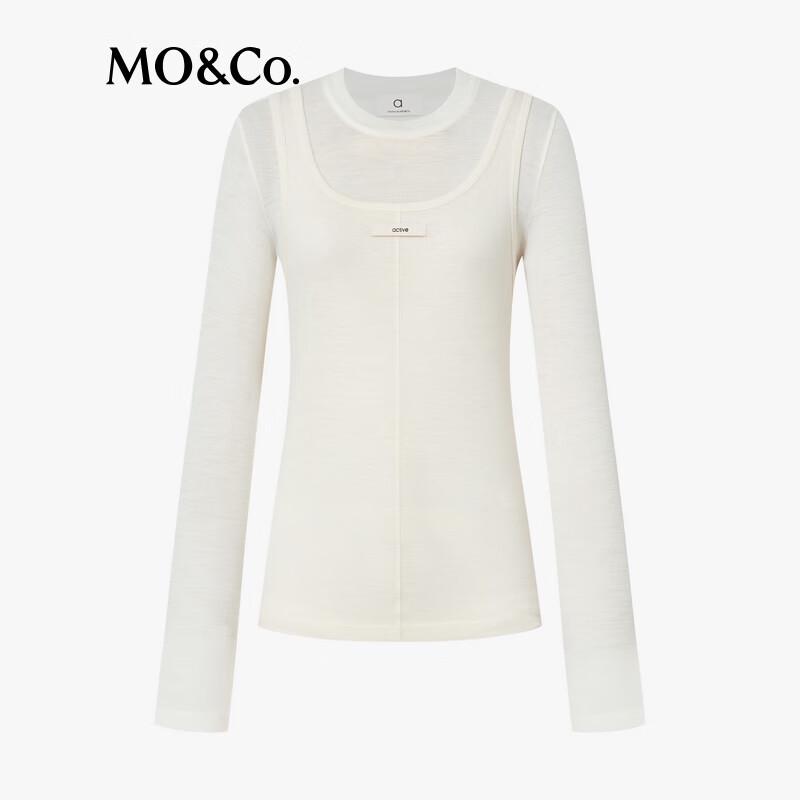 MO&Co. Wool Blend U-Neck Thin Top