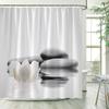 Green Bamboo Zen Shower Curtains Set, Spa Stones and Orchids Flowers Polyester Fabric Bath Curtain with Hooks Bathroom Decor