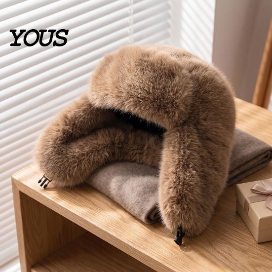 Stylish Commuting Hat Faux Fur Trapper Hat, Fuzzy Winter with Ear Flaps, Fleece Thickened Plush Snow Cap Lined Windproof Ushanka for Women Cold