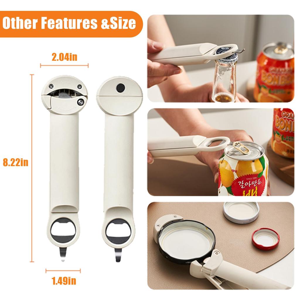 Multi-Function Bottle Opener Retractable JarOpener Stainless SteelThickened Handle Adjustable Screwer Labor-Saving Kitchen Tools