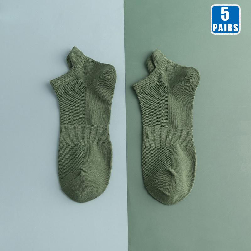 5 Pairs Men Cotton Short Sock Crew Ankle High Quality Breathable Summer Women Compression Casual Soft Solid Color Socks for Male