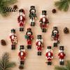 Indoor Christmas Fireplace Decorations Nutcracker Ornaments Durable Wooden Hanging Figurines Country Style Assorted Soldier Figures Decorations,