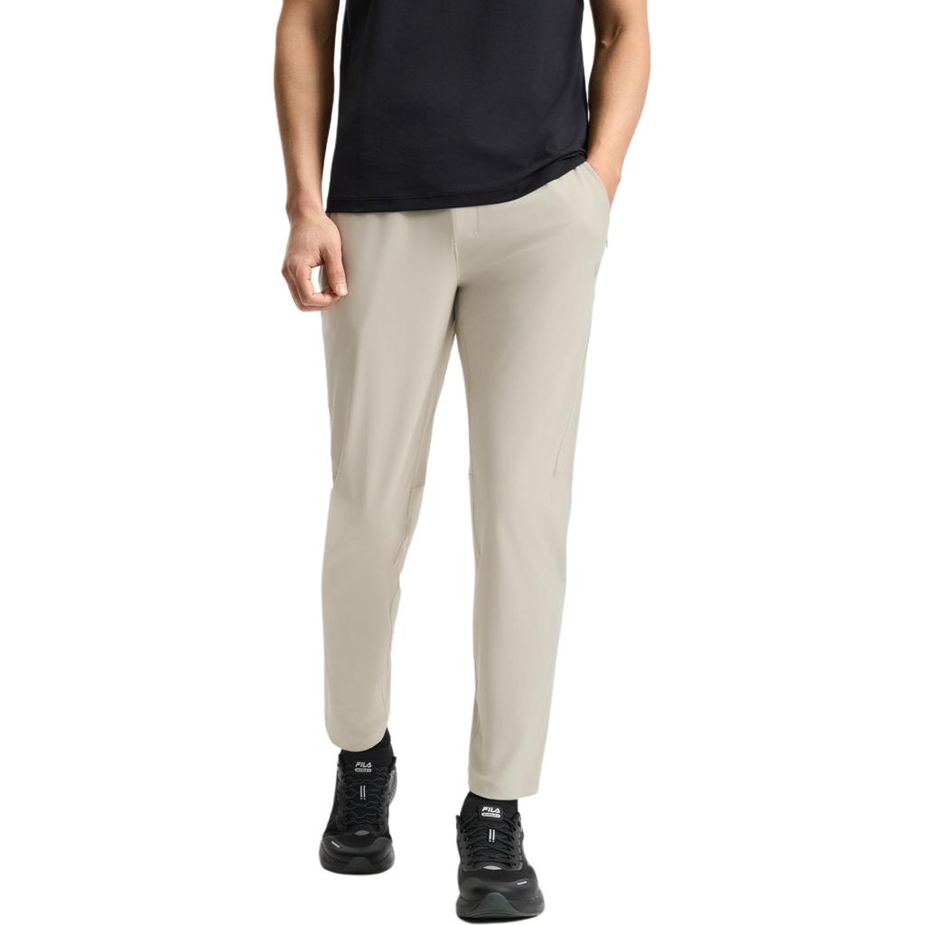 Fila A.P. Series Fashion Simple Straight Leg Mid Waist Versatile Knitted Sports Pants Men Bottoms Medium-Gray Khaki A11M521616F-LK