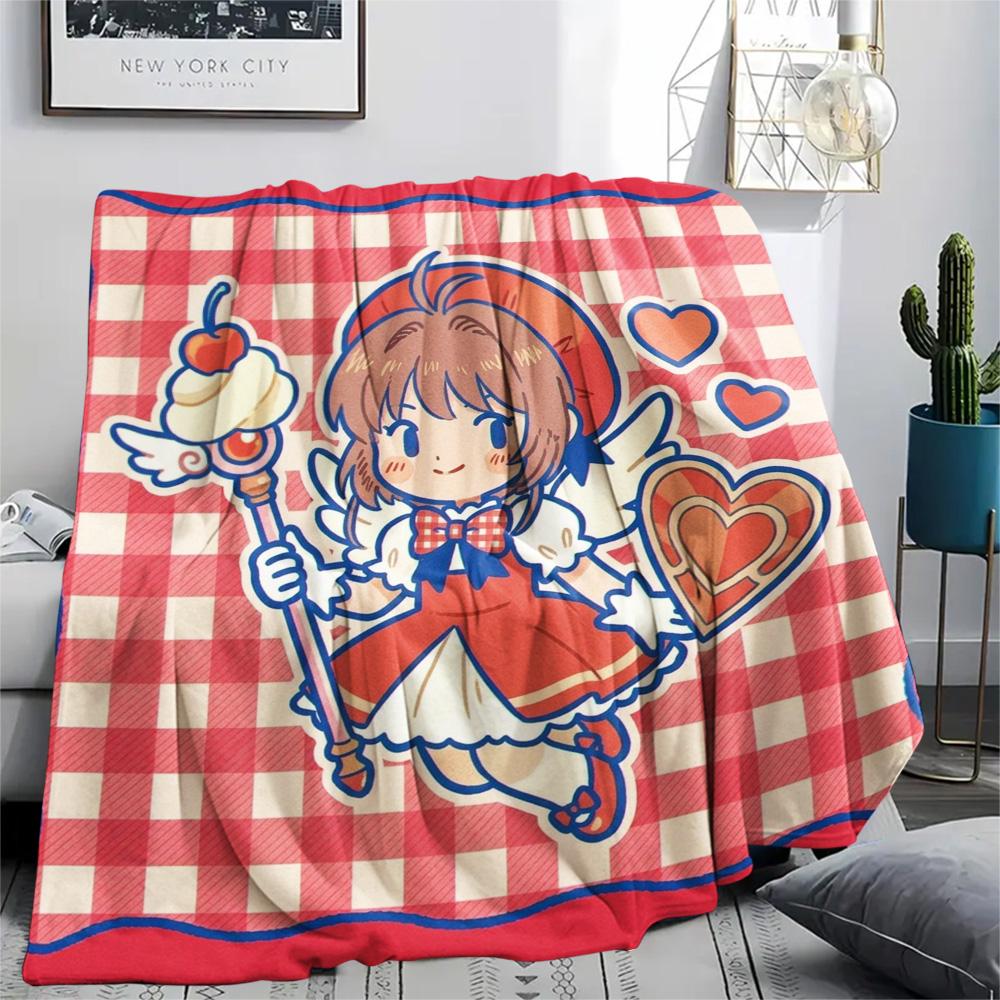Cardcaptor Sakura Cozy Flannel Blanket Comfortable Warm Print for Travel Picnic Home Bedroom Sofa Bed.-TING