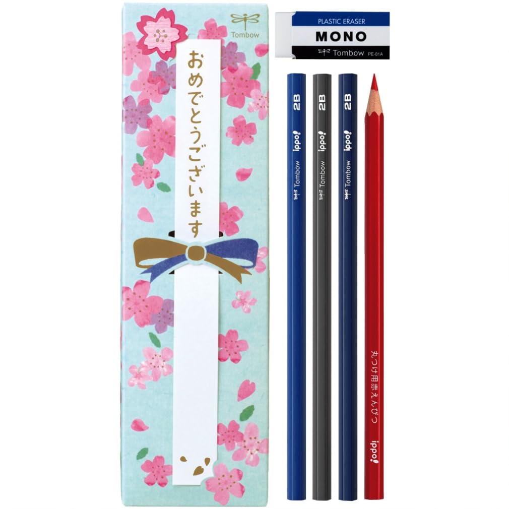 Набор Tombow Pencil Celebration 2B для письма 2 красных MONO Синий (10 карандашей, карандаши, ластик) MP-KA01-2B синий