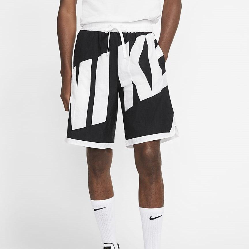 Nike Retro Large Logo Quick-Dry Casual Shorts Men Bottoms Black White AT3166-010
