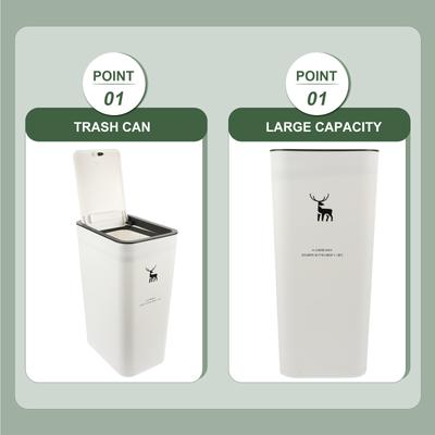 1 pièce Poubelle Étroite à Couvercle à Pression Design Étroit Pour Salle de Bain Cuisine Bureau Maison Contenant à Déchets Moderne en Plastique Corbeille à Papier