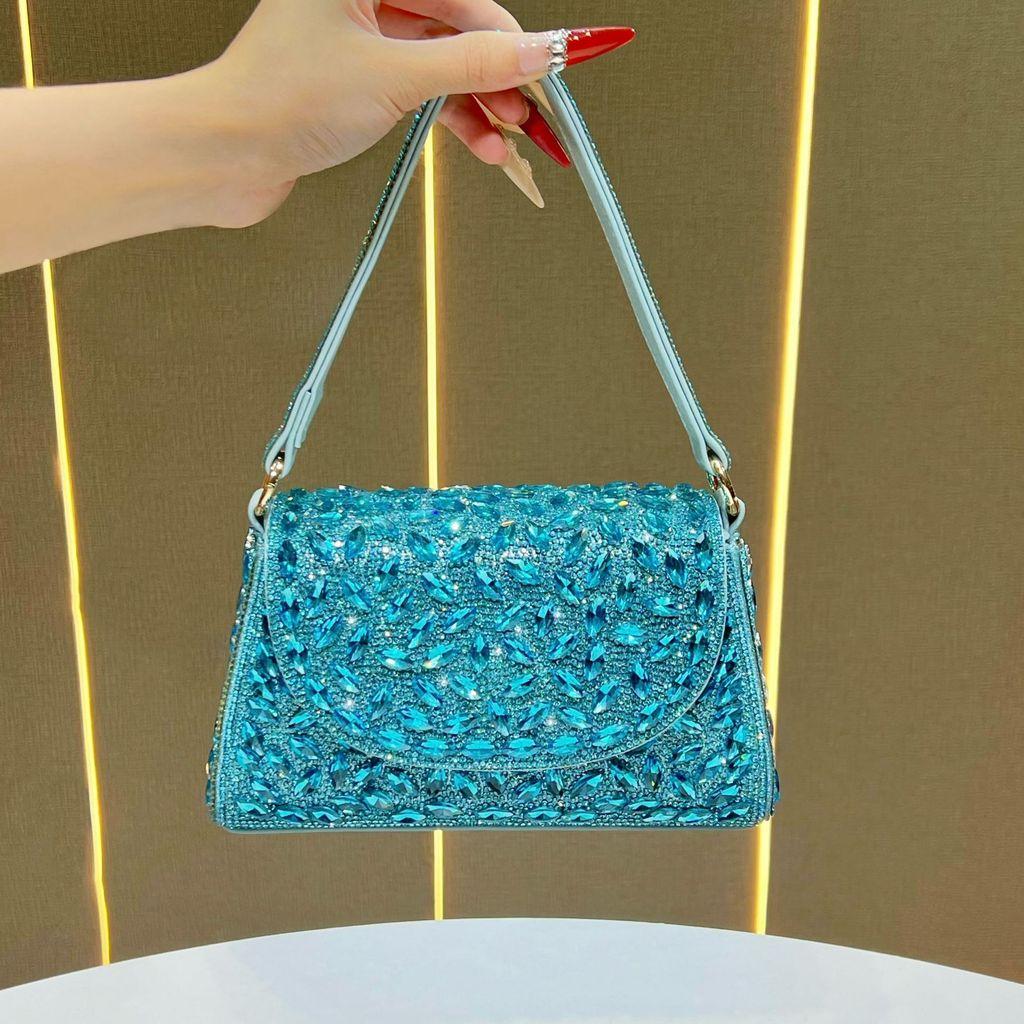 Elegante PU-Handtasche mit verziertem Kristall für Abendessen und Partys