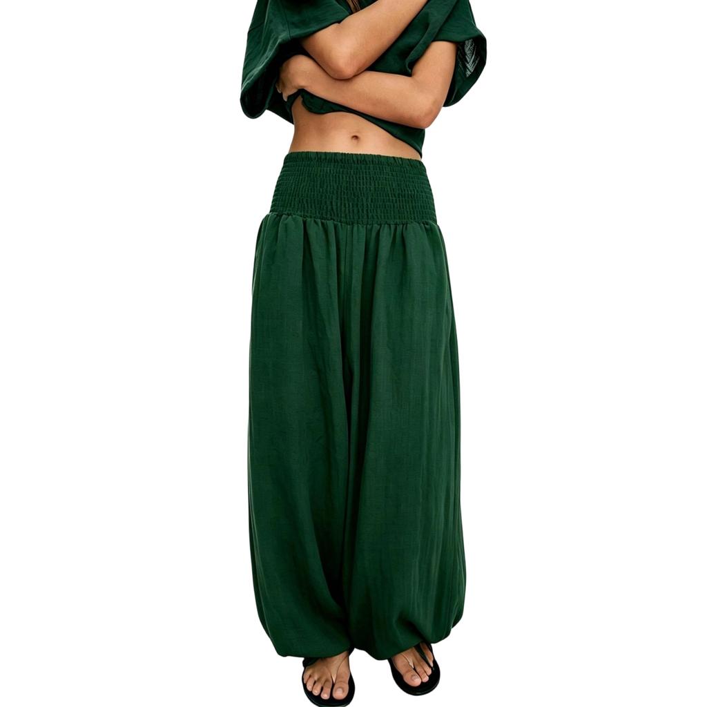 Women High Waist Loose Fit Lantern Pants Elastic Waistband Casual Relaxed Fit Lightweight Trousers for Everyday Wear