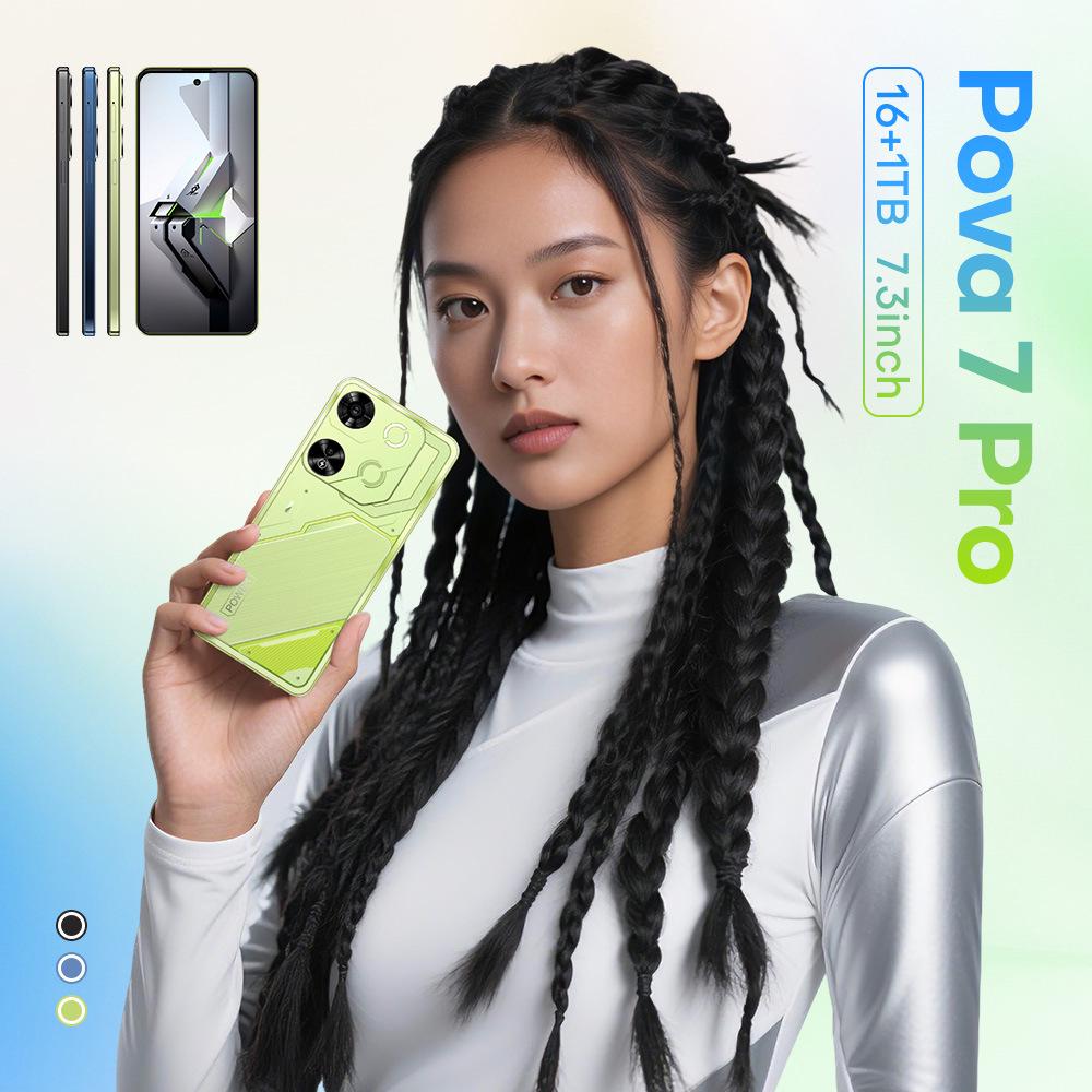 Pova7 Pro Phone: 16+1TB Memory, 7.3" HD Screen, Cross-Border Exclusive.