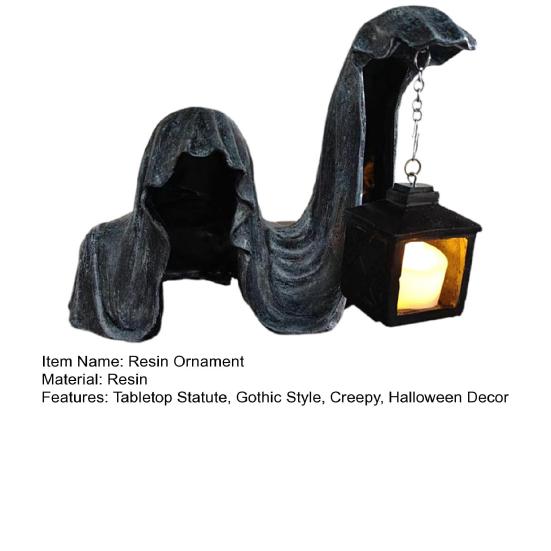 Grim Reaper Statue Gothic Black Robe Mystery Man Ornament Scary