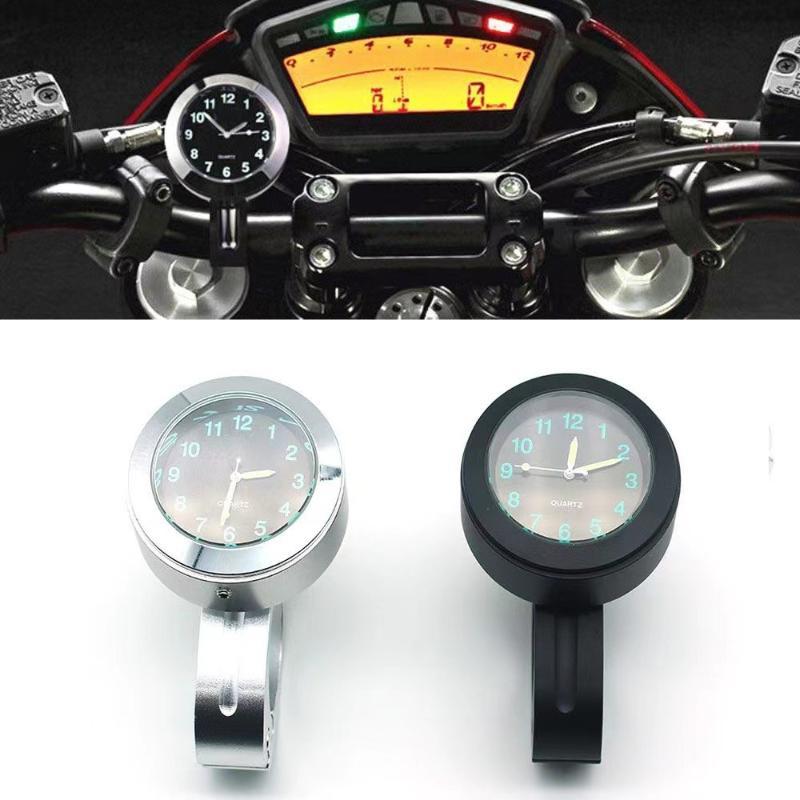 Universal Motorcycle Handlebar Mounted Clock Waterproof Night Vision Light 1PC for Outdoor Cycling Commute Trip Accessories
