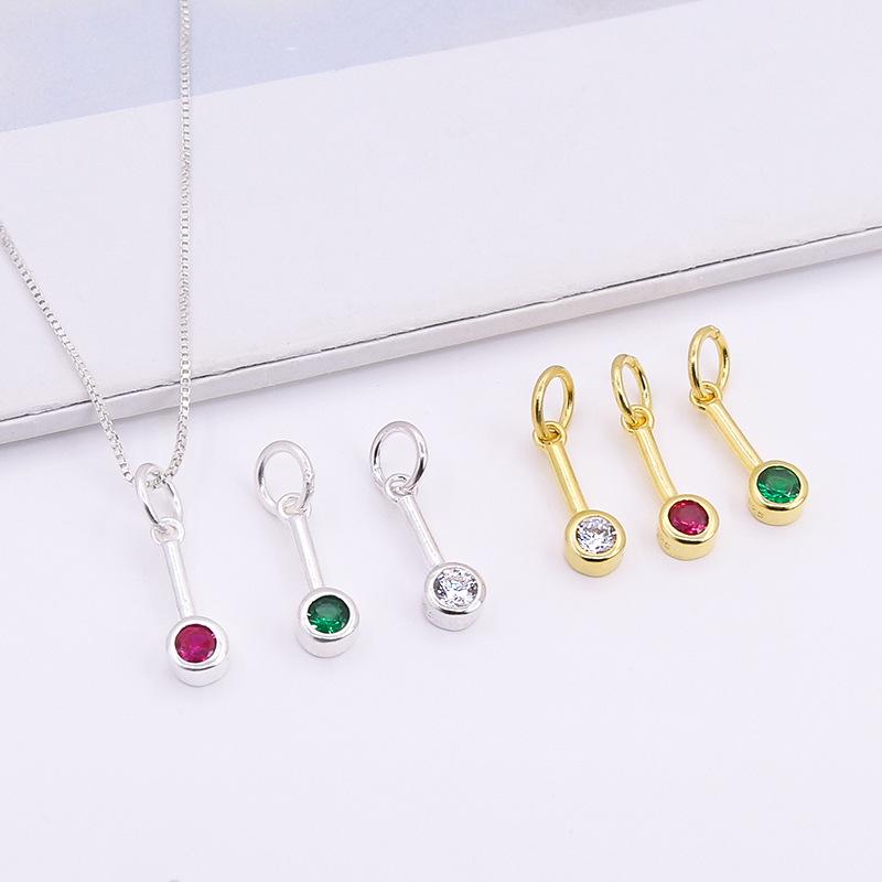 

S925 Sterling Silver Colorful Zircon Lollipop Pendant for DIY Necklaces and Bracelets