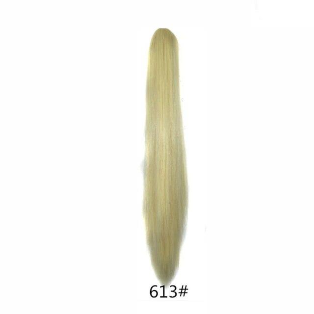 Synthetische Pferdeschwanz-Haarverlängerungen, lange, gerade Klaue, Clip-in/on-Pferdeschwanz für Frauen, tägliche Party, 55,9 cm, hitzebeständiges Kunsthaar