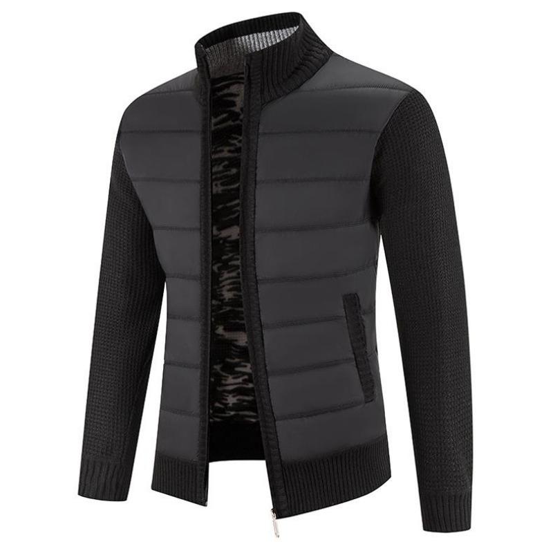 Herren Pullover mit Stehkragen und verdickter Fleece-Oberbekleidung, lockerer Strickpullover, Strickjacke, Winterpullover, modisches, schmales Oberteil