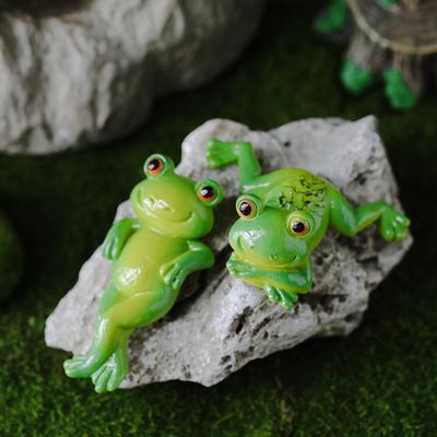 Durable Resin Craft Micro Landscape Ornament, Frog Design Figurine, Hand Painted Waterproof Playful Garden Figurine Decor for Succulent Potted Plants