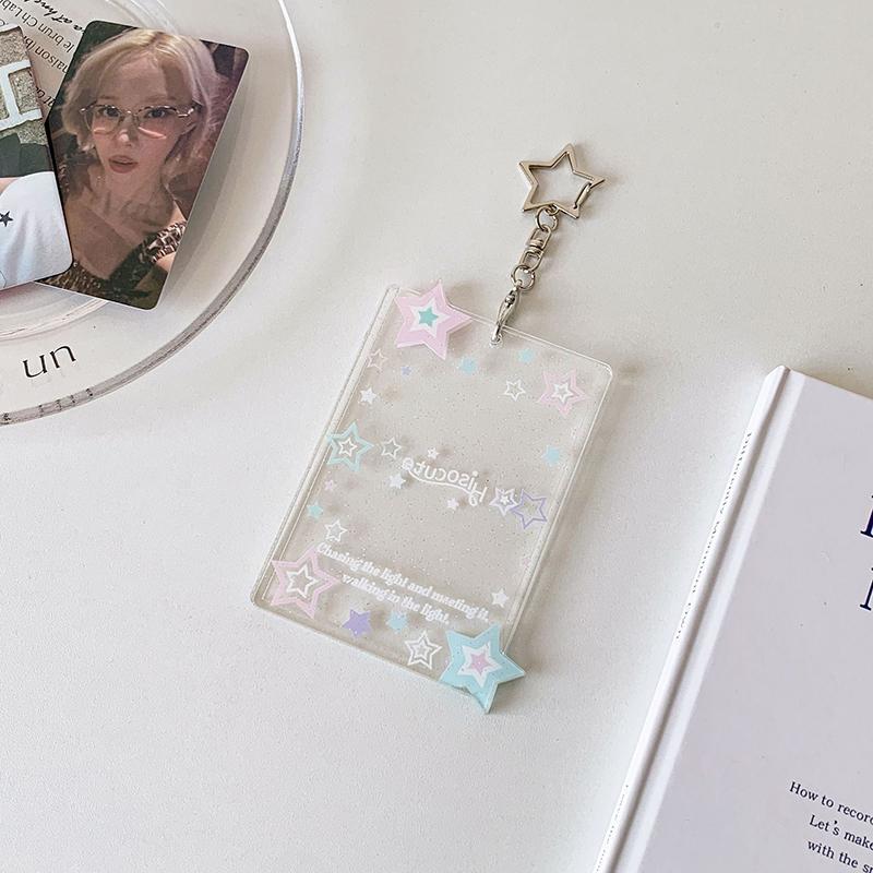 

Блестящий держатель для фотокарточек «Звезда» с брелоком, акриловые держатели для фотокарточек, держатель для ID-карты/проездного, фоторамка для фото айдола