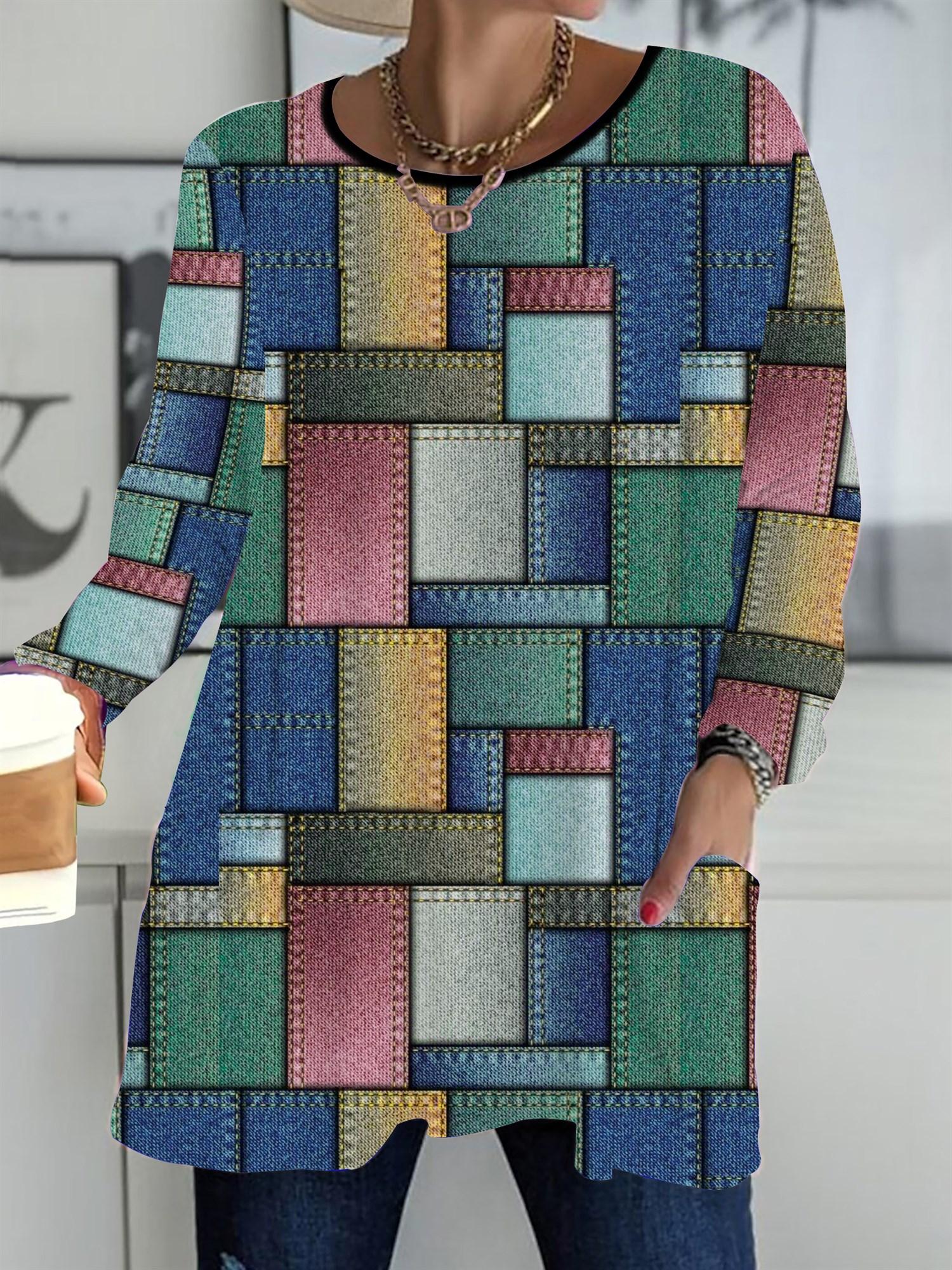 

Осень-Зима 2025 Новые Женские Топы Большого Размера, Модные Футболки с 3D-принтом в ковбойском стиле с круглым вырезом и длинным рукавом 6XL зелёный