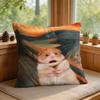 Shout Art Funny Animals Cushion Cover Silky Short Plush Invisible Zipper Dustproof Sofa Pillow Case For Home Decor