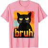 Bruh Grumpy Black Cat Meme Graphic TShirt Funny Retro Style Tee for Unisex Women