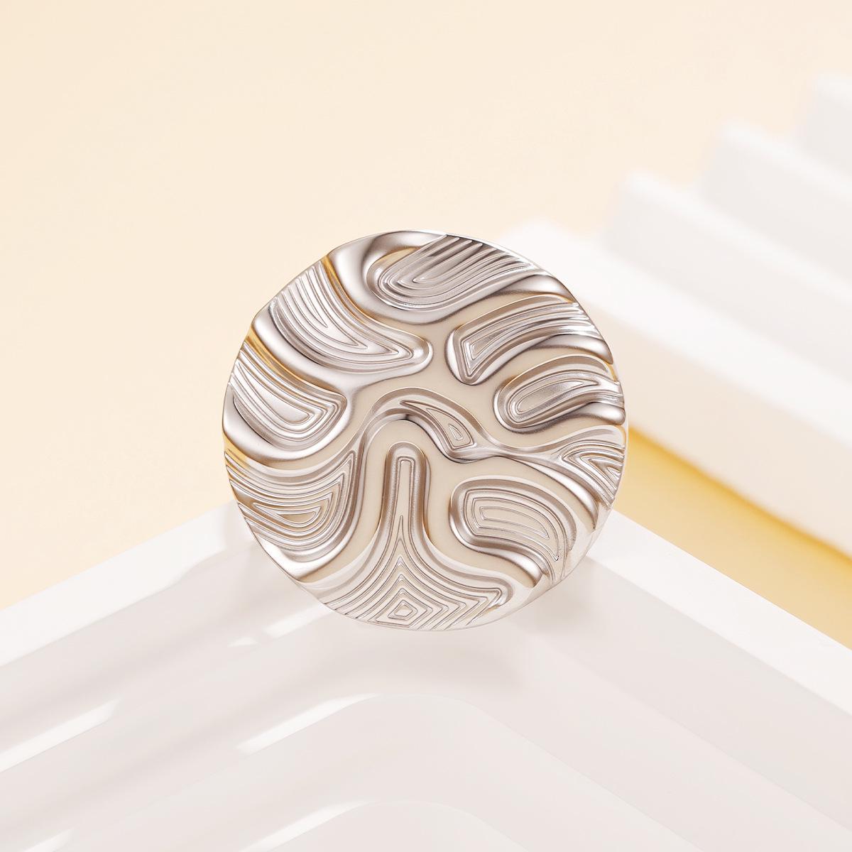 Stainless Steel Lava Texture Women s Geometric Ring