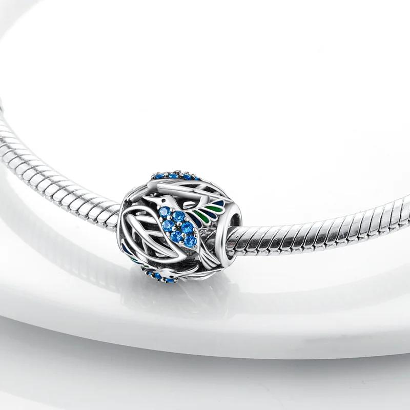 Spring Blue Zircon Bird Bead Charms copper Plated Authentic Bead Charms Compatible With Charm Bead Charms Bracelets Bead Charms Jewellery Gifts Ideal