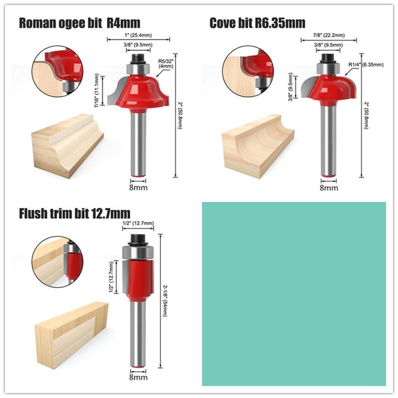 15pcs 1/4inch 8mm 6mm Router Bit Set Trimming Straight Milling Cutter for Wood Bits Tungsten Carbide Cutting Woodworking