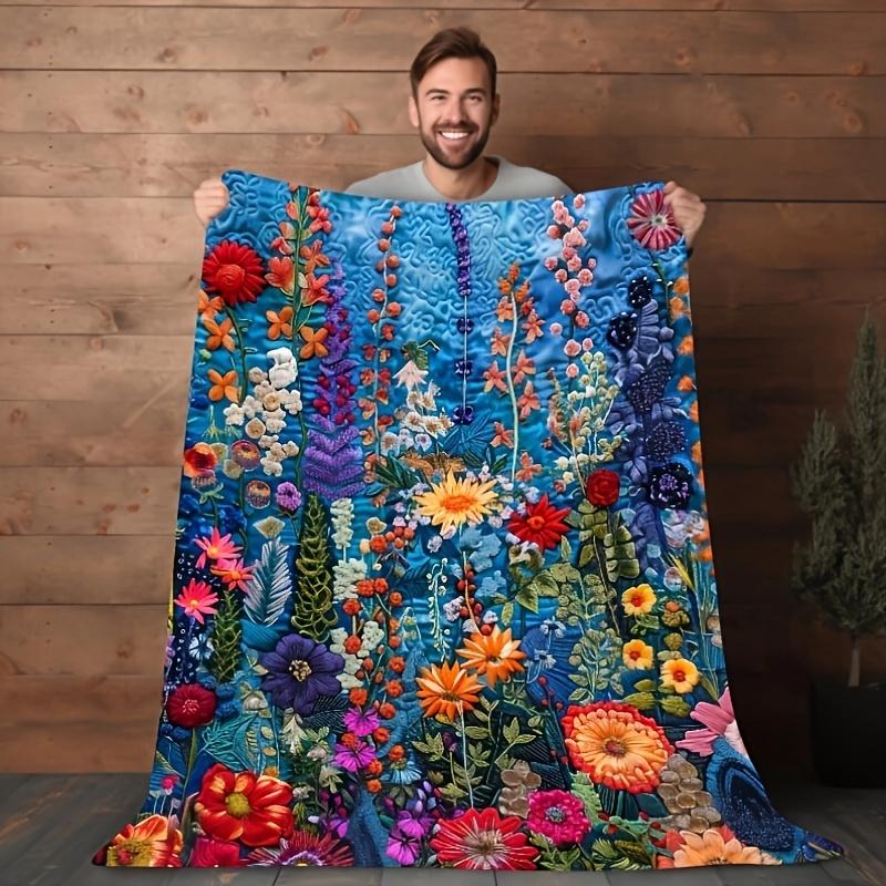 Colorful Vintage Floral Throw Blanket U2013