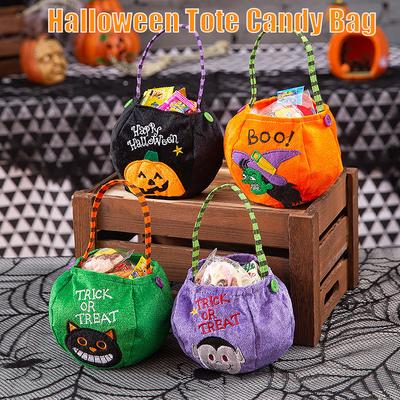 Portable Cute Pumpkin Halloween Candy Bag Gift Bag Candy Tote Kids Candy Bucket