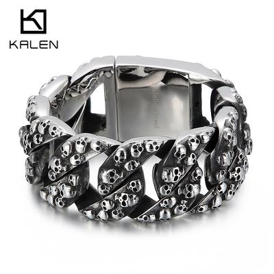 Kalen Gothic 32mm Wide Bracelet for Men Punk Domineering Skull Accessory Heavy Duty Chain Charms Jewelry Gifts