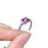 Open Ring for Women Creative Two Tone Plated Square Cut Amethyst Adjustable Statement Jewelry