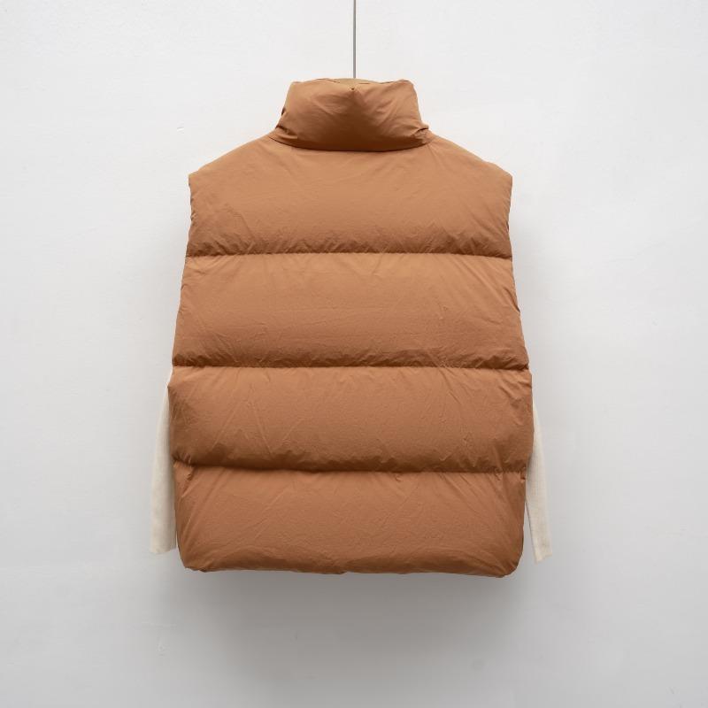 Minimalist Casual Stand-Collar Puffer Vest Women's Short-Length Loose-Fit Down Vest for Fall/Winter