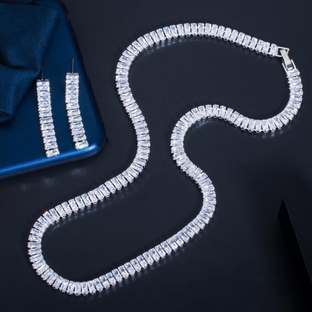 Popular Accessories Zircon Necklace Earrings Set Chain Wedding Dress Wedding Accessories