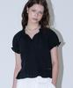 Hauseuobeupondeu Ruffle Draw String Half Blouse_Black