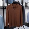 Men's Lapel Small V-Neck Long Sleeve Knitwear Autumn Winter Solid Color Waffle Sweater Casual Trend Menswear