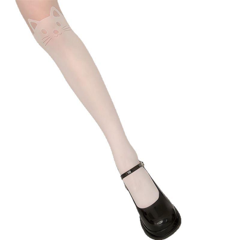 Cute Cartoon Animal Kitten Knee Stockings, Summer Clear Thin Thin Japanese Girl Heart Long Leg Stockings