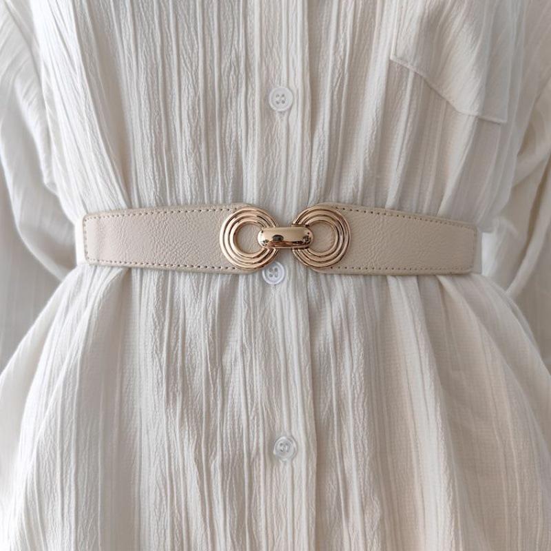 

Womens Versatile Elastic Waist Belt For Dresses With Fashionable Design In Elegant Options Color Circle Apricot