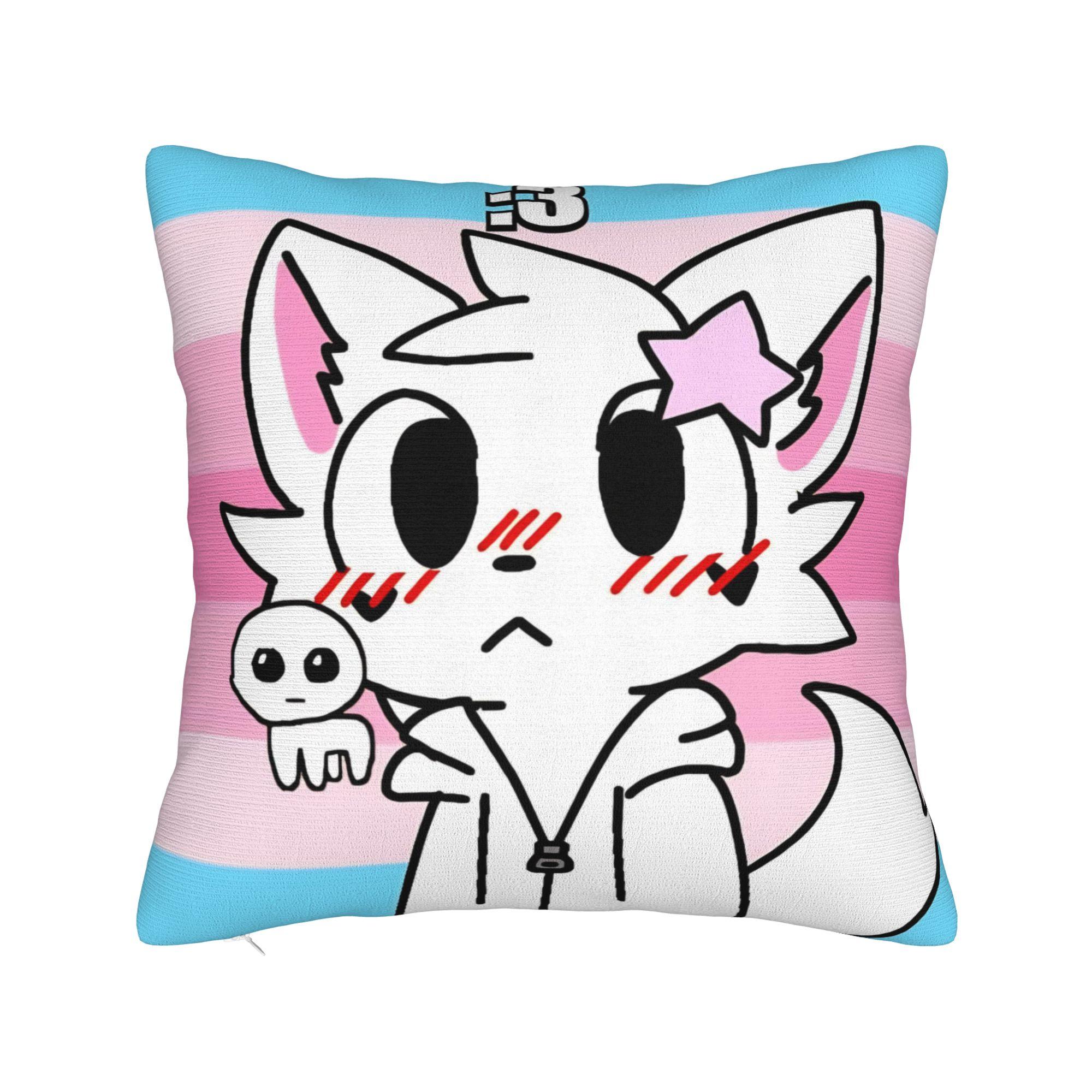 

Boykisser Square Pillow Case Cat Cushion Cover Custom Zippered Decor Pillowcase for Car 18 12x12Inch