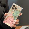 Square Back Tube Protection Clear Case For iPhone 16 ProMax 15 Plus 13 11 14 Pro Max 12 Anti-Oxygen,Two Cute Little Dinosaurs Pattern Casing