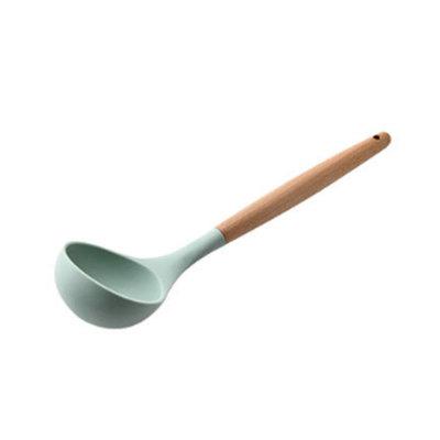 1PC Silicone Wood Turner Soup Spoon Spatula Brush Scraper Pasta Server Egg Beater Kitchen Cooking Tools Kitchenware Green/Pink